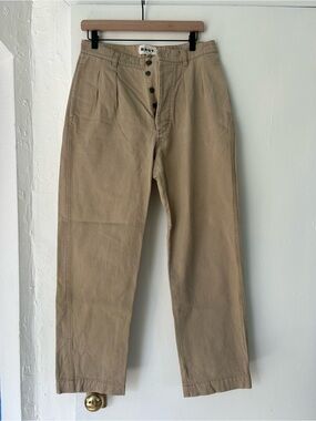 BRUT Archives Pant Men 31x28 Beige Double Pleated Button Fly Chino Trousers